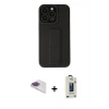 MARSİLYAN™- iPhone 13 Pro Max Kılıf Çekirdek Yansıma - Siyah Bilvis Hayalet Cam Ekran Koruyucu + Gökkuşağı Pers Alüminyum Kamera Lens
