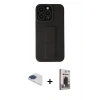 MARSİLYAN™- iPhone 13 Pro Max Kılıf Çekirdek Yansıma - Siyah Bilvis Hayalet Cam Ekran Koruyucu + Lacivert Pers Alüminyum Kamera Lens