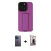 MARSİLYAN™- iPhone 13 Pro Max Kılıf Çekirdek Yansıma - Siyah Bilvis Hayalet Cam Ekran Koruyucu + Mavi Neon Fosforlu Kamera Lens