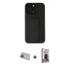 MARSİLYAN™- iPhone 13 Pro Max Kılıf Çekirdek Yansıma - Siyah Bilvis Hayalet Cam Ekran Koruyucu + Rainbow Kamera Lens Koruma Cam - MR