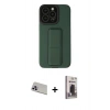 MARSİLYAN™- iPhone 13 Pro Max Kılıf Çekirdek Yansıma - Siyah Bilvis Hayalet Cam Ekran Koruyucu + Rainbow Kamera Lens Koruma Cam - MR