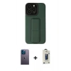 MARSİLYAN™- iPhone 13 Pro Max Kılıf Çekirdek Yansıma - Siyah Bilvis Hayalet Cam Ekran Koruyucu + Neon Fosforlu Kamera Lens - MI