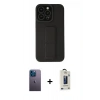 MARSİLYAN™- iPhone 13 Pro Max Kılıf Çekirdek Yansıma - Siyah Bilvis Hayalet Cam Ekran Koruyucu + Neon Fosforlu Kamera Lens - MI