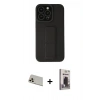 MARSİLYAN™- iPhone 13 Pro Max Kılıf Çekirdek Yansıma - Siyah Bilvis Hayalet Cam Ekran Koruyucu + Rainbow Kamera Lens Koruma Cam - REGD