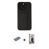 MARSİLYAN™- iPhone 13 Pro Max Kılıf Çekirdek Yansıma - Siyah Bilvis Hayalet Cam Ekran Koruyucu + Renkli Kamera Lens Koruma Cam - SI