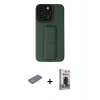 MARSİLYAN™- iPhone 13 Pro Max Kılıf Çekirdek Yansıma - Siyah Bilvis Hayalet Cam Ekran Koruyucu + Renkli Kamera Lens Koruma Cam - SI