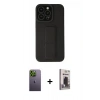 MARSİLYAN™- iPhone 13 Pro Max Kılıf Çekirdek Yansıma - Siyah Bilvis Hayalet Cam Ekran Koruyucu + Neon Fosforlu Kamera Lens - YL