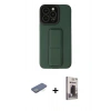 MARSİLYAN™- iPhone 13 Pro Max Kılıf Çekirdek Yansıma - Siyah Bilvis Hayalet Cam Ekran Koruyucu + Renkli Kamera Lens Koruma Cam - YL