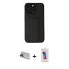 MARSİLYAN™- iPhone 13 Pro Max Kılıf Çekirdek Yansıma - Siyah Joko 5D Cam + Rainbow Kamera Lens Koruma Cam - MR