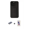 MARSİLYAN™- iPhone 13 Pro Max Kılıf Çekirdek Yansıma - Siyah Joko 5D Cam + Sarı Renkli Kamera Lens Koruma Cam