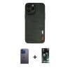 MARSİLYAN™- iPhone 13 Pro Max Kılıf Doruk Asil Koleksiyonu - Şeffaf 360 Full Body Arka Koruyucu + Neon Fosforlu Kamera Lens - MI