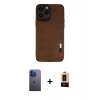 MARSİLYAN™- iPhone 13 Pro Max Kılıf Doruk Asil Koleksiyonu - Şeffaf Maxco Cam Ekran Koruyucu + Neon Fosforlu Kamera Lens - MI