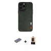 MARSİLYAN™- iPhone 13 Pro Max Kılıf Doruk Asil Koleksiyonu - Şeffaf Maxco Cam Ekran Koruyucu + Turuncu Renkli Kamera Lens Koruma Cam