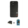 MARSİLYAN™- iPhone 13 Pro Max Kılıf Doruk Asil Koleksiyonu - Siyah 18D Cam Ekran Koruyucu + Raze Metal Kamera Lens - GD