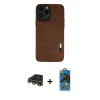 MARSİLYAN™- iPhone 13 Pro Max Kılıf Doruk Asil Koleksiyonu - Siyah 18D Cam Ekran Koruyucu + Raze Metal Kamera Lens - GD