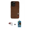 MARSİLYAN™- iPhone 13 Pro Max Kılıf Doruk Asil Koleksiyonu - Siyah 18D Cam Ekran Koruyucu + Pers Alüminyum Kamera Lens - KI