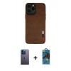 MARSİLYAN™- iPhone 13 Pro Max Kılıf Doruk Asil Koleksiyonu - Siyah 18D Cam Ekran Koruyucu + Neon Fosforlu Kamera Lens - MI