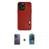 MARSİLYAN™- iPhone 13 Pro Max Kılıf Doruk Asil Koleksiyonu - Siyah 18D Cam Ekran Koruyucu + Neon Fosforlu Kamera Lens - MI