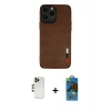 MARSİLYAN™- iPhone 13 Pro Max Kılıf Doruk Asil Koleksiyonu - Siyah 18D Cam Ekran Koruyucu + Shine Kamera Lens - GD