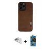 MARSİLYAN™- iPhone 13 Pro Max Kılıf Doruk Asil Koleksiyonu - Siyah 18D Cam Ekran Koruyucu + Pers Alüminyum Kamera Lens - SABE