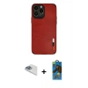 MARSİLYAN™- iPhone 13 Pro Max Kılıf Doruk Asil Koleksiyonu - Siyah 18D Cam Ekran Koruyucu + Pers Alüminyum Kamera Lens - SABE