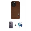 MARSİLYAN™- iPhone 13 Pro Max Kılıf Doruk Asil Koleksiyonu - Siyah 3D Antistatik Cam Ekran Koruyucu + Neon Fosforlu Kamera Lens - BZ