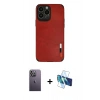 MARSİLYAN™- iPhone 13 Pro Max Kılıf Doruk Asil Koleksiyonu - Siyah 3D Antistatik Cam Ekran Koruyucu + Neon Fosforlu Kamera Lens - BZ