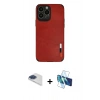 MARSİLYAN™- iPhone 13 Pro Max Kılıf Doruk Asil Koleksiyonu - Siyah 3D Antistatik Cam Ekran Koruyucu + Pers Alüminyum Kamera Lens - LT