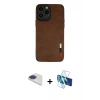 MARSİLYAN™- iPhone 13 Pro Max Kılıf Doruk Asil Koleksiyonu - Siyah 3D Antistatik Cam Ekran Koruyucu + Pers Alüminyum Kamera Lens - LT