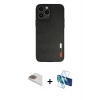 MARSİLYAN™- iPhone 13 Pro Max Kılıf Doruk Asil Koleksiyonu - Siyah 3D Antistatik Cam Ekran Koruyucu + Pers Alüminyum Kamera Lens - GD