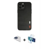 MARSİLYAN™- iPhone 13 Pro Max Kılıf Doruk Asil Koleksiyonu - Siyah 3D Antistatik Cam Ekran Koruyucu + Pers Alüminyum Kamera Lens - LT