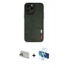 MARSİLYAN™- iPhone 13 Pro Max Kılıf Doruk Asil Koleksiyonu - Siyah 3D Antistatik Cam Ekran Koruyucu + Rainbow Kamera Lens Koruma Cam - BZ
