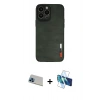 MARSİLYAN™- iPhone 13 Pro Max Kılıf Doruk Asil Koleksiyonu - Siyah 3D Antistatik Cam Ekran Koruyucu + Rainbow Kamera Lens Koruma Cam - MI
