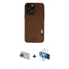 MARSİLYAN™- iPhone 13 Pro Max Kılıf Doruk Asil Koleksiyonu - Siyah 3D Antistatik Cam Ekran Koruyucu + Rainbow Kamera Lens Koruma Cam - MI