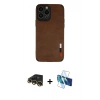 MARSİLYAN™- iPhone 13 Pro Max Kılıf Doruk Asil Koleksiyonu - Siyah 3D Antistatik Cam Ekran Koruyucu + Raze Metal Kamera Lens - GD