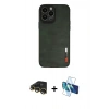 MARSİLYAN™- iPhone 13 Pro Max Kılıf Doruk Asil Koleksiyonu - Siyah 3D Antistatik Cam Ekran Koruyucu + Raze Metal Kamera Lens - GD