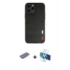 MARSİLYAN™- iPhone 13 Pro Max Kılıf Doruk Asil Koleksiyonu - Siyah 3D Antistatik Cam Ekran Koruyucu + Renkli Kamera Lens Koruma Cam - PE