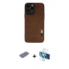MARSİLYAN™- iPhone 13 Pro Max Kılıf Doruk Asil Koleksiyonu - Siyah 3D Antistatik Cam Ekran Koruyucu + Renkli Kamera Lens Koruma Cam - PE