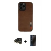 MARSİLYAN™- iPhone 13 Pro Max Kılıf Doruk Asil Koleksiyonu - Siyah 3D Antistatik Hayalet Cam Ekran Koruyucu + Raze Metal Kamera Lens - GD