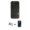 MARSİLYAN™- iPhone 13 Pro Max Kılıf Doruk Asil Koleksiyonu - Siyah 3D Antistatik Hayalet Cam Ekran Koruyucu + Rainbow Kamera Lens Koruma Cam - REGD