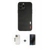 MARSİLYAN™- iPhone 13 Pro Max Kılıf Doruk Asil Koleksiyonu - Siyah 3D Antistatik Hayalet Cam Ekran Koruyucu + Shine Kamera Lens - GD