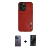 MARSİLYAN™- iPhone 13 Pro Max Kılıf Doruk Asil Koleksiyonu - Siyah 3D Antistatik Hayalet Cam Ekran Koruyucu + Neon Fosforlu Kamera Lens - MI