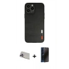 MARSİLYAN™- iPhone 13 Pro Max Kılıf Doruk Asil Koleksiyonu - Siyah 3D Antistatik Hayalet Cam Ekran Koruyucu + Rainbow Kamera Lens Koruma Cam - MR