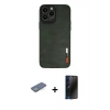 MARSİLYAN™- iPhone 13 Pro Max Kılıf Doruk Asil Koleksiyonu - Siyah 3D Antistatik Hayalet Cam Ekran Koruyucu + Renkli Kamera Lens Koruma Cam - YL
