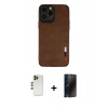 MARSİLYAN™- iPhone 13 Pro Max Kılıf Doruk Asil Koleksiyonu - Siyah 3D Antistatik Hayalet Cam Ekran Koruyucu + Shine Kamera Lens - GD