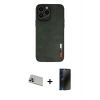 MARSİLYAN™- iPhone 13 Pro Max Kılıf Doruk Asil Koleksiyonu - Siyah 3D Antistatik Hayalet Cam Ekran Koruyucu + Rainbow Kamera Lens Koruma Cam - MR