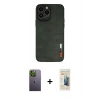 MARSİLYAN™- iPhone 13 Pro Max Kılıf Doruk Asil Koleksiyonu - Siyah 6D Mat Seramik Hayalet Nano Ekran Koruyucu + Neon Fosforlu Kamera Lens - YL