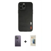 MARSİLYAN™- iPhone 13 Pro Max Kılıf Doruk Asil Koleksiyonu - Siyah 6D Mat Seramik Hayalet Nano Ekran Koruyucu + Neon Fosforlu Kamera Lens - BZ