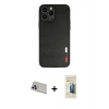 MARSİLYAN™- iPhone 13 Pro Max Kılıf Doruk Asil Koleksiyonu - Siyah 6D Mat Seramik Hayalet Nano Ekran Koruyucu + Rainbow Kamera Lens Koruma Cam - MR