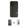 MARSİLYAN™- iPhone 13 Pro Max Kılıf Doruk Asil Koleksiyonu - Siyah 6D Mat Seramik Hayalet Nano Ekran Koruyucu + Neon Fosforlu Kamera Lens - BZ